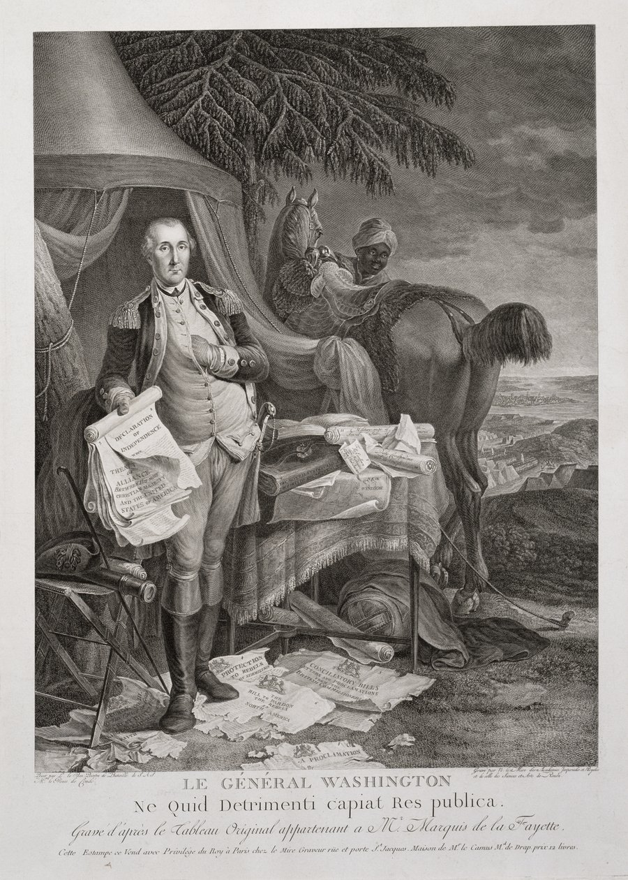 Washington tábornok, Nehogy a Köztársaság kárt szenvedjen, vésette Noël Le Mire (1724-1801), c. 1785 (metszet) alkotó: Jean Baptiste (after) Le Paon