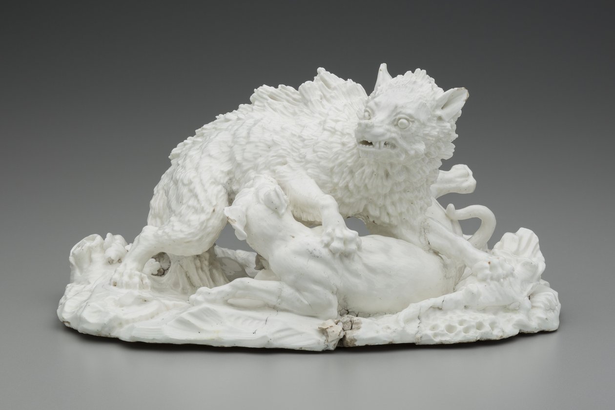 Farkasvadászat, 1751 körül (lágypaszta porcelán) alkotó: Jean Baptiste (after) Oudry