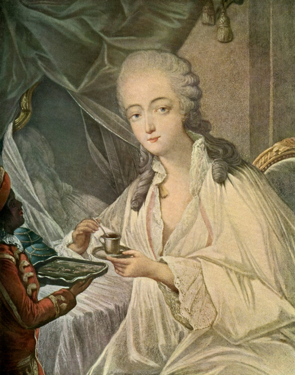 Madame Du Barry és a Zamore oldal, a "XVIII. századi francia színes prins"-ből. alkotó: Jean Baptiste Andre (after) Gautier Dagoty