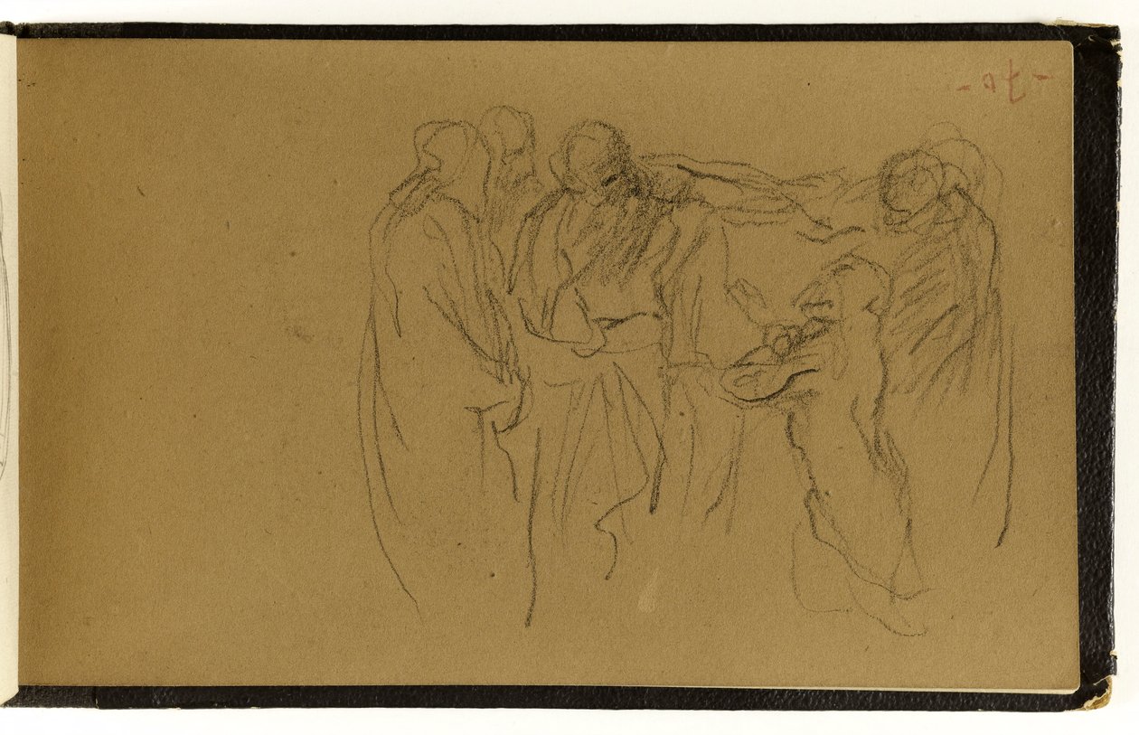 Studie einer Versammlung von Personen, von denen eine kniet (S. 70 des Albums) alkotó: Jean-Baptiste Carpeaux