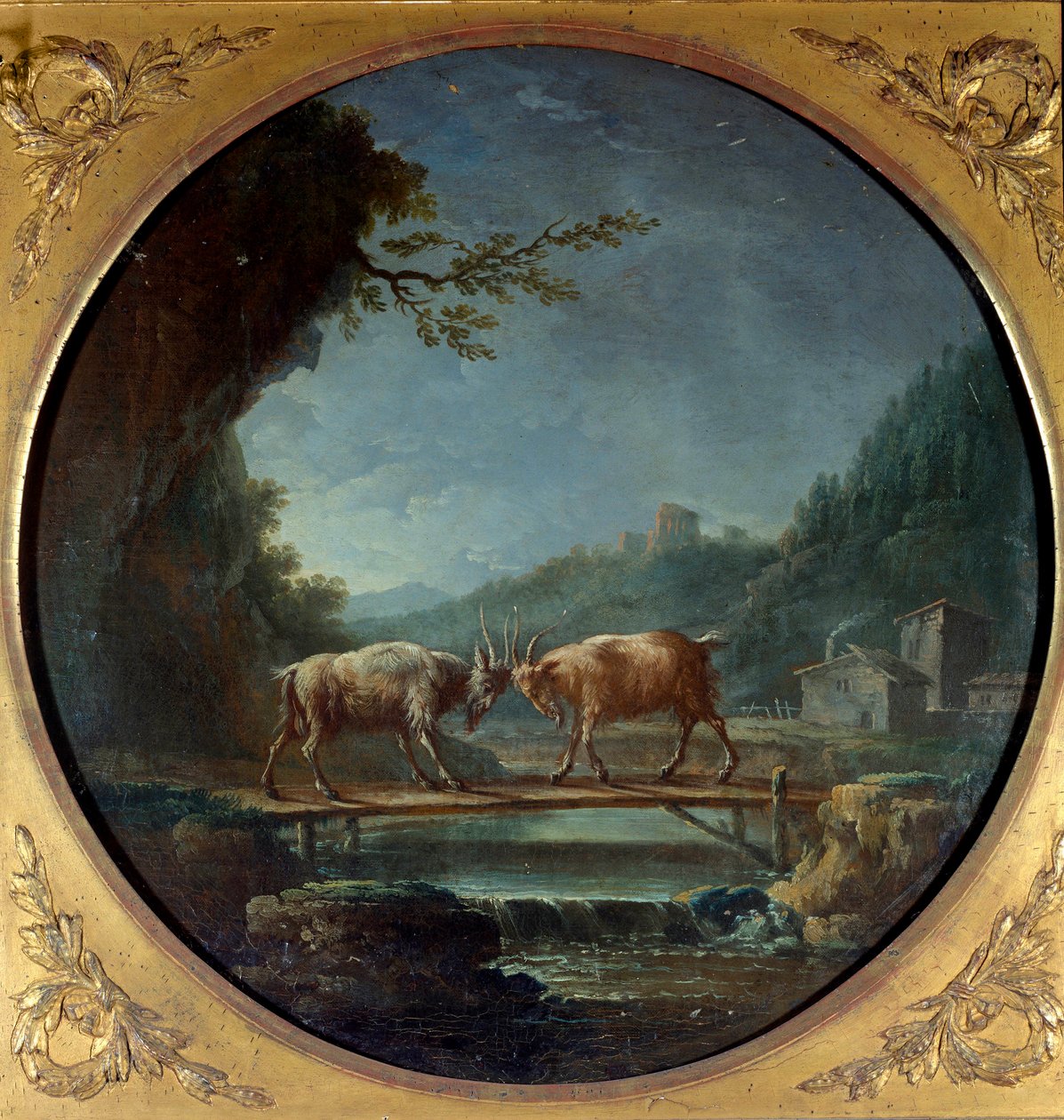 Mindkét kecske. Illusztráció Jean de La Fontaine meséjéhez. Jean Baptiste Claudot (1733-1805) festménye alkotó: Jean Baptiste Claudot