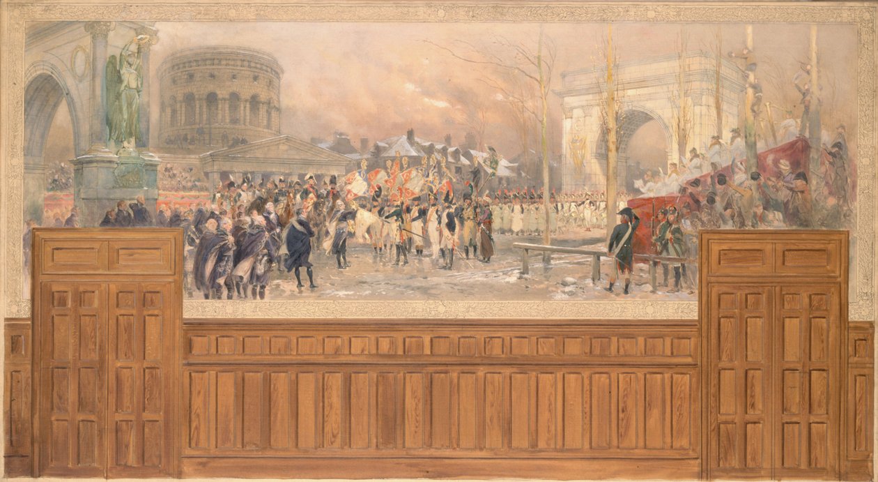 Az 1806-1807-es hadjárat után Lengyelországból hazatérő csapatok fogadása a párizsi önkormányzat által a barrière de la Villette-ben, 1901 és 1902 között (olaj, vászon) alkotó: Jean Baptiste Edouard Detaille