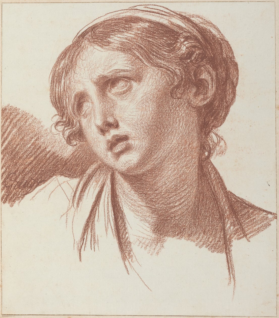 Egy fiatal lány felfelé néz alkotó: Jean-Baptiste Greuze