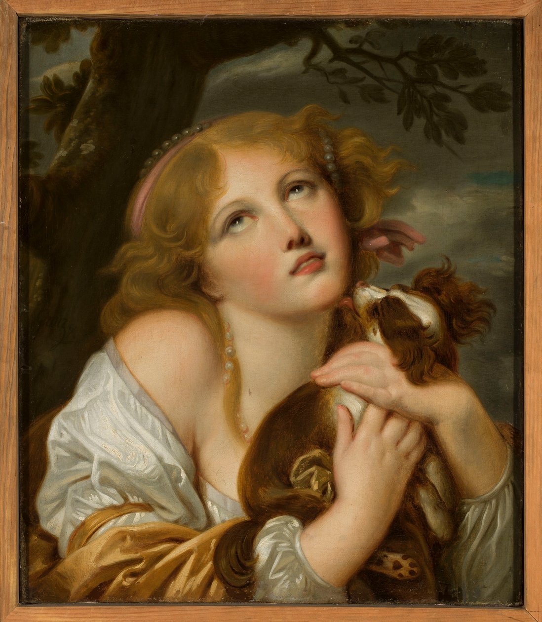 Lány kutyával a karjában alkotó: Jean-Baptiste Greuze