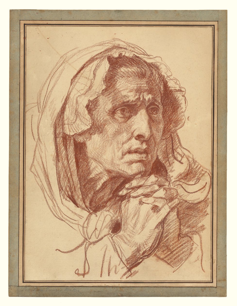Tanulmány egy idős nő fejéről alkotó: Jean-Baptiste Greuze