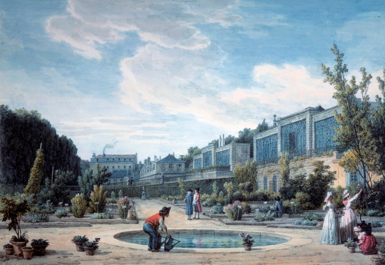 Kilátás a Királykertre (jelenlegi növénykert). Jean Baptiste Hilaire (1753-1822) litográfiája 1794 Párizs, B.N. alkotó: Jean Baptiste Hilaire