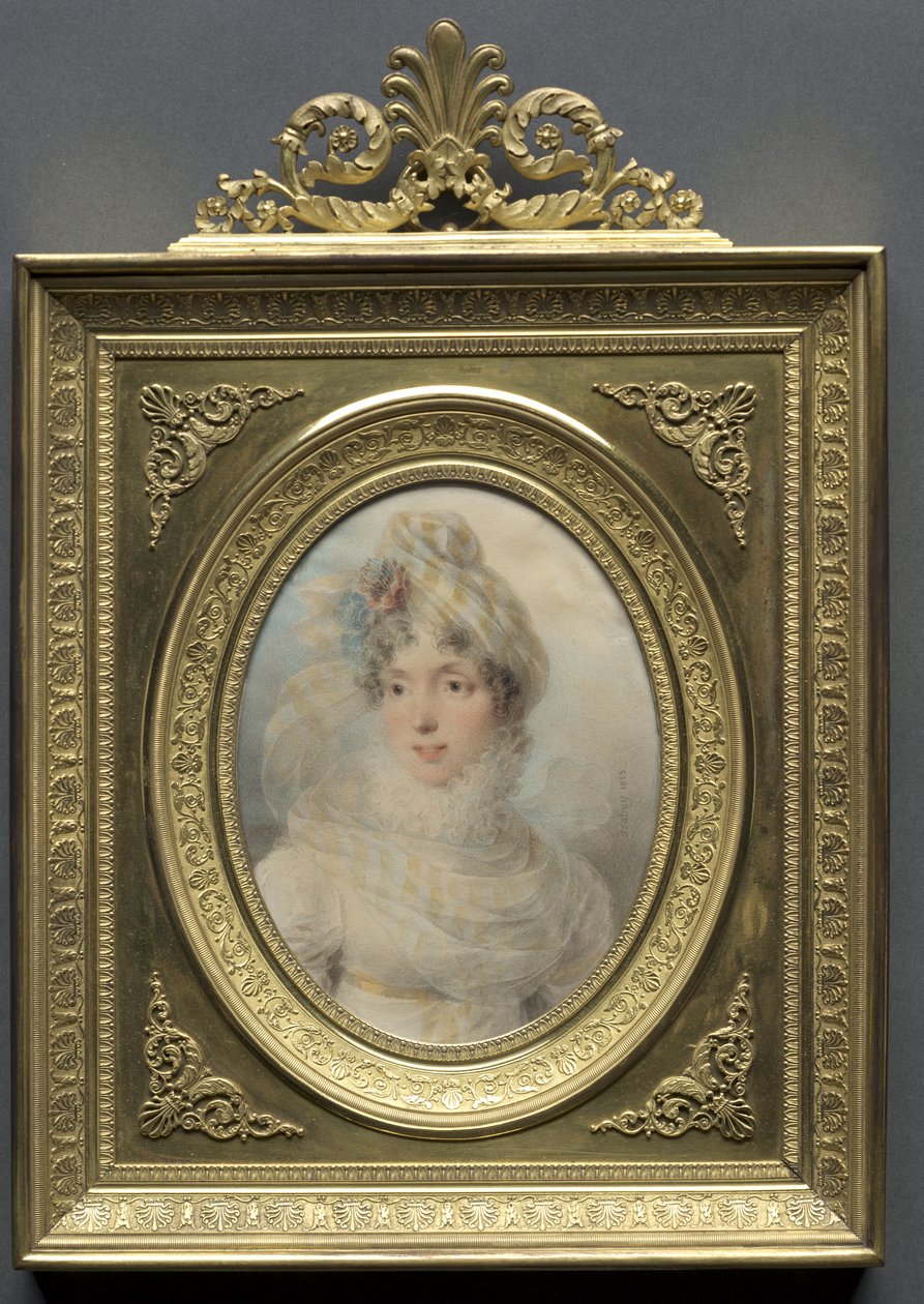 Egy fehér ruhás nő portréja alkotó: Jean-Baptiste Isabey