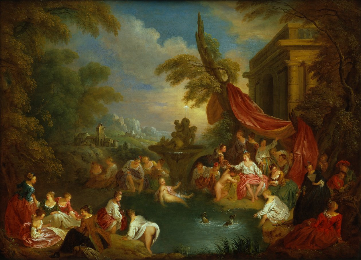 The Bathers (olaj a rézmetsző lemezén) alkotó: Jean Baptiste Joseph Pater
