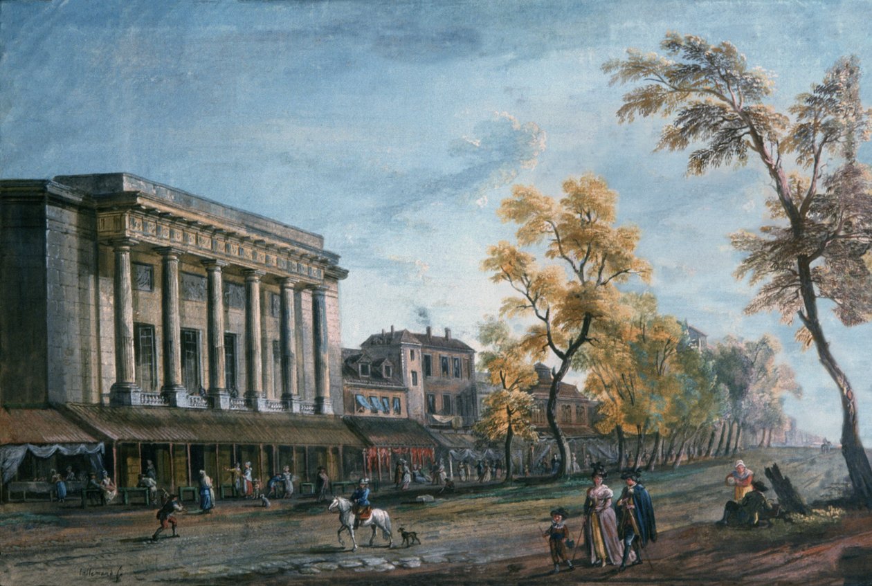 A Boulevard du Temple és a Theater des Italiens, Párizs alkotó: Jean Baptiste Lallemand