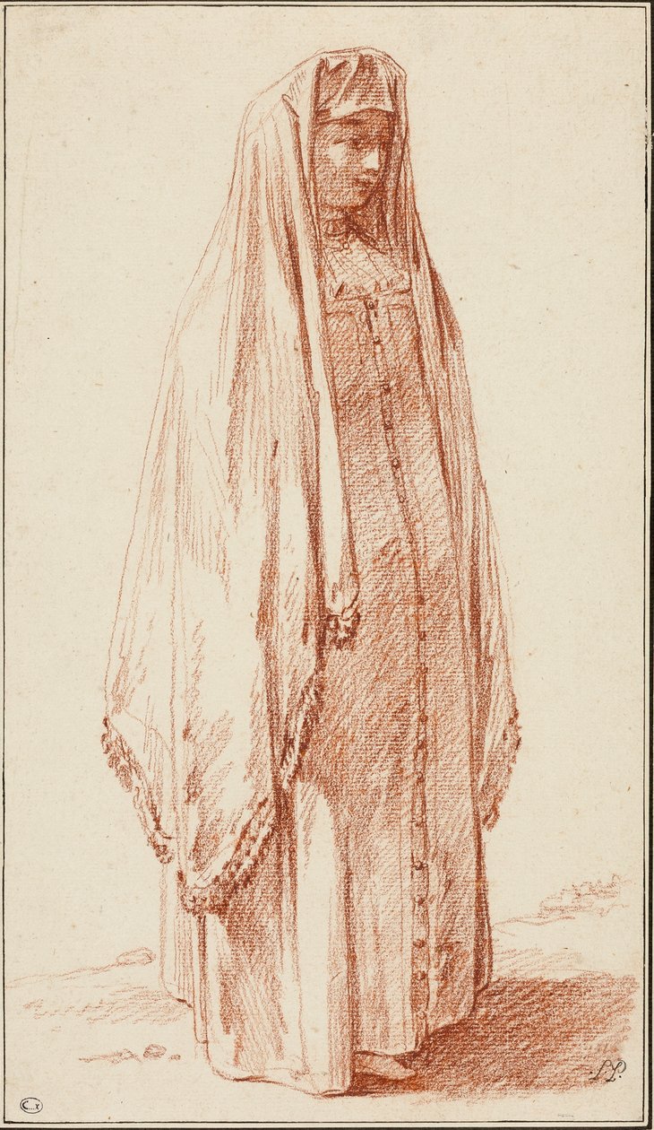 Egy nő orosz ruhában alkotó: Jean-Baptiste Le Prince