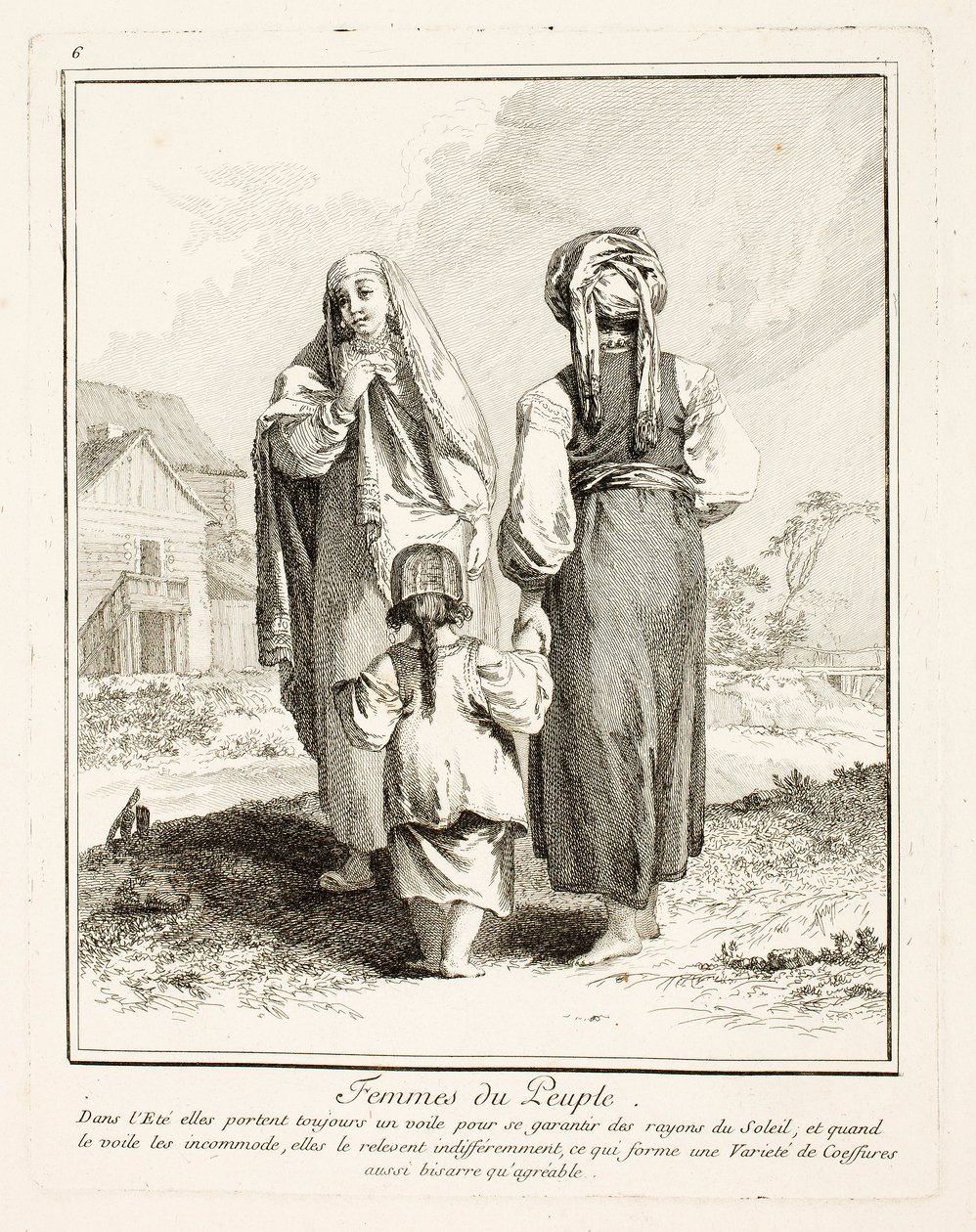 Women of the People, hatodik tábla a Miscellaneous Clothing of the Northern Peoples-ből alkotó: Jean-Baptiste Le Prince
