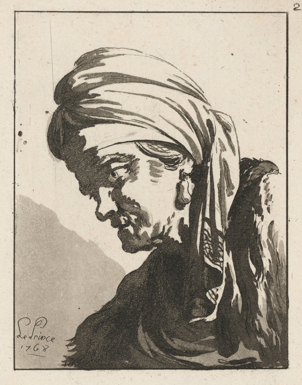 Egy görnyedt idős nő feje alkotó: Jean-Baptiste Le Prince