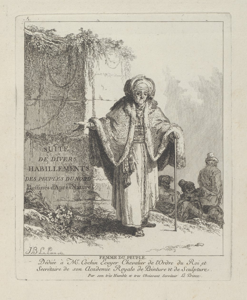 A nép asszonya, első tábla az „Észak népeinek vegyes ruházata” c. alkotó: Jean Baptiste Le Prince
