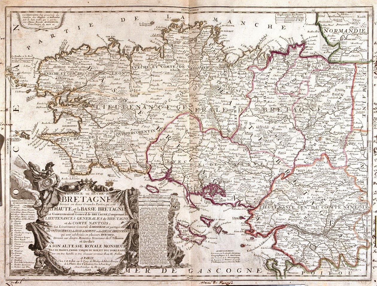 Bretagne, Pays-de-la-Loire keleti része, Franciaország alkotó: Jean Baptiste Nolin