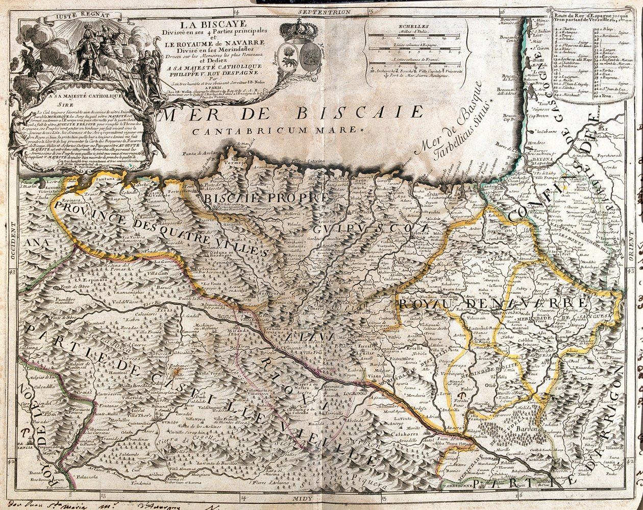 Cantabria, Baszkföld, Navarra, La Rioja, Kasztília és León, Spanyolország alkotó: Jean Baptiste Nolin