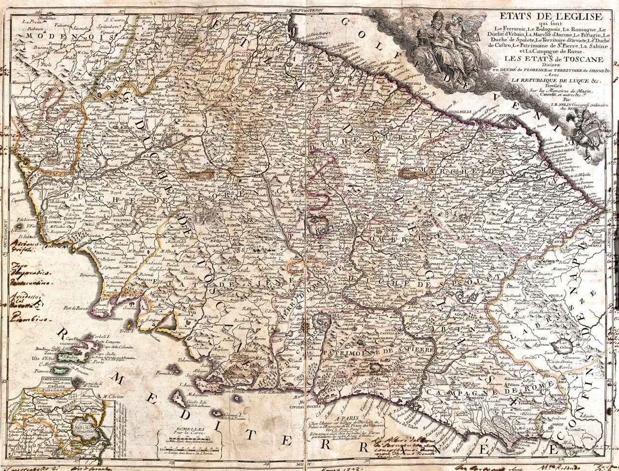 Emilia-Romagna, Toszkána, Marche, Umbria, Abruzzo, Lazio, Olaszország alkotó: Jean Baptiste Nolin