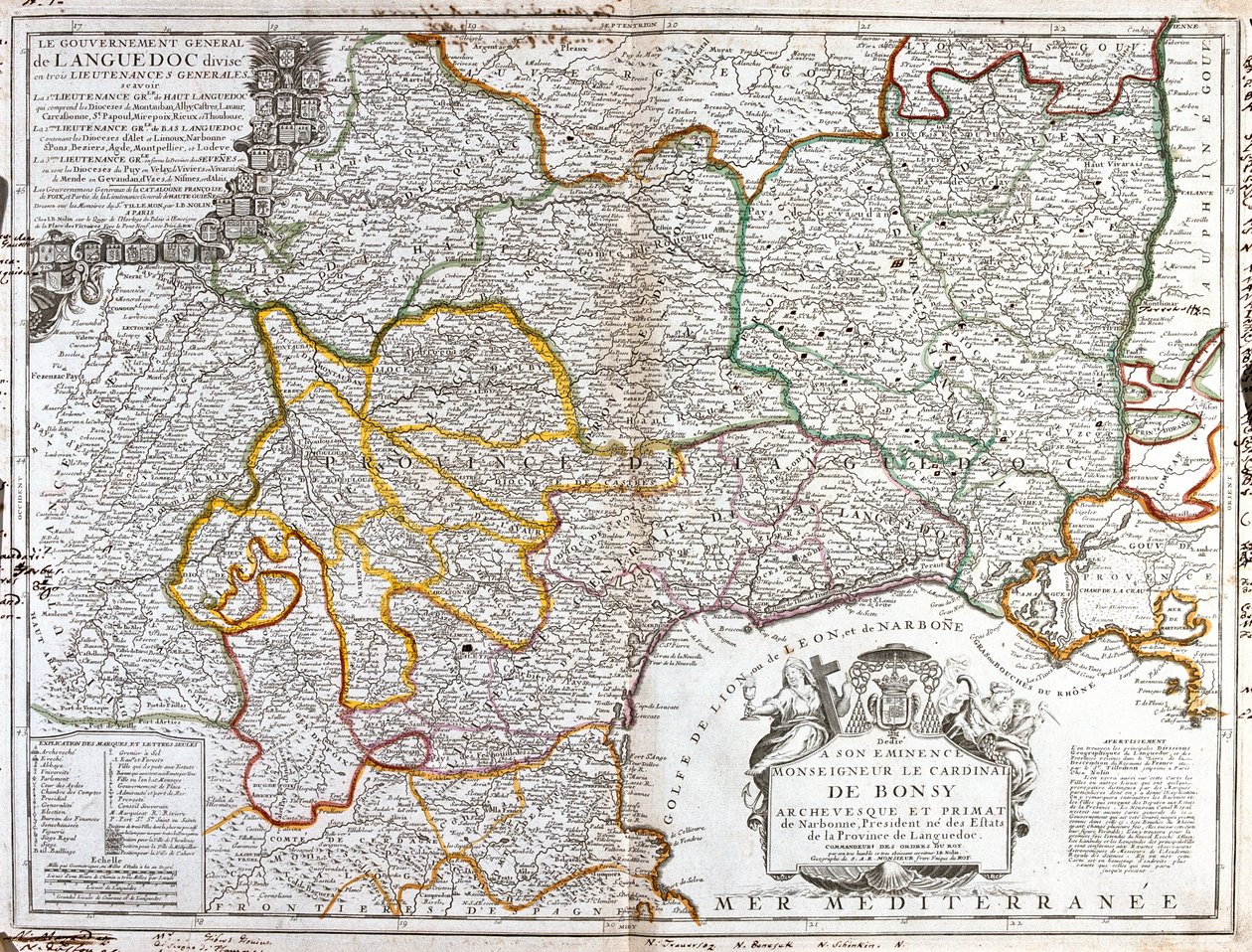 Franciaország (régió: Languedoc-Roussillon, nyugati Rhône-Alpes, Midi-Pyrénées), Spanyolország(Közösség: Katalónia), Andorra, Franciaország alkotó: Jean Baptiste Nolin