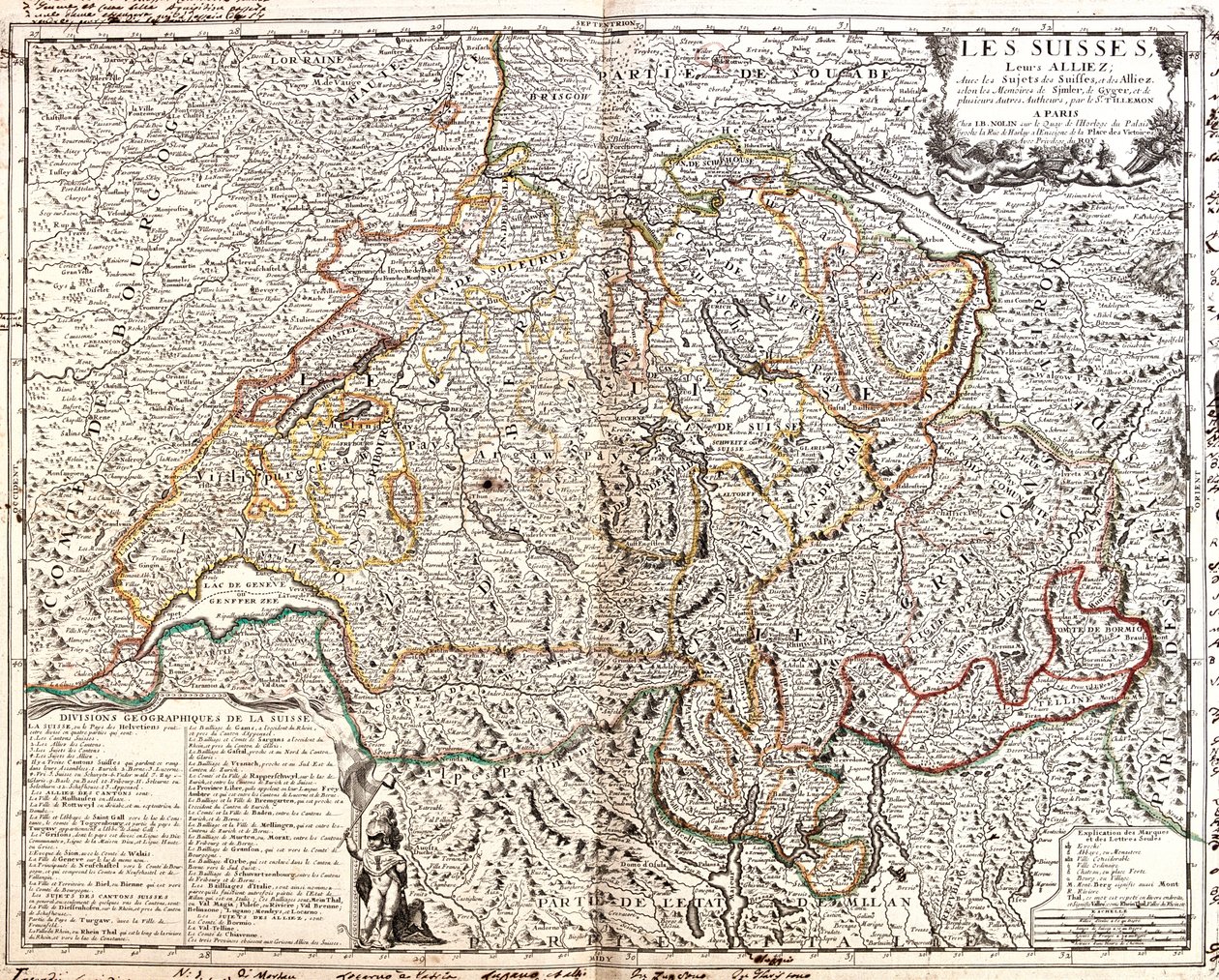 Franciaország (régió: Lotaringia, Elzász, Franche-Comté, Rhône-Alpes), Svájc, Németország (tartomány: Baden-Württemberg, Bajorország), Liechtenstein, Ausztria (tartomány: Voralberg), Olaszország (régió: Lombardia, Piemont, Aosta-völgy). alkotó: Jean-Baptiste Nolin