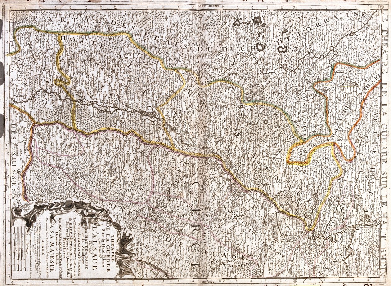 Németország (tartomány: Saarland, Rajna-vidék-Pfalz, Baden-Württemberg), Franciaország (Franche-Comté, Elzász, Lotaringia), Svájc (kanton: Basel-Stadt). alkotó: Jean Baptiste Nolin
