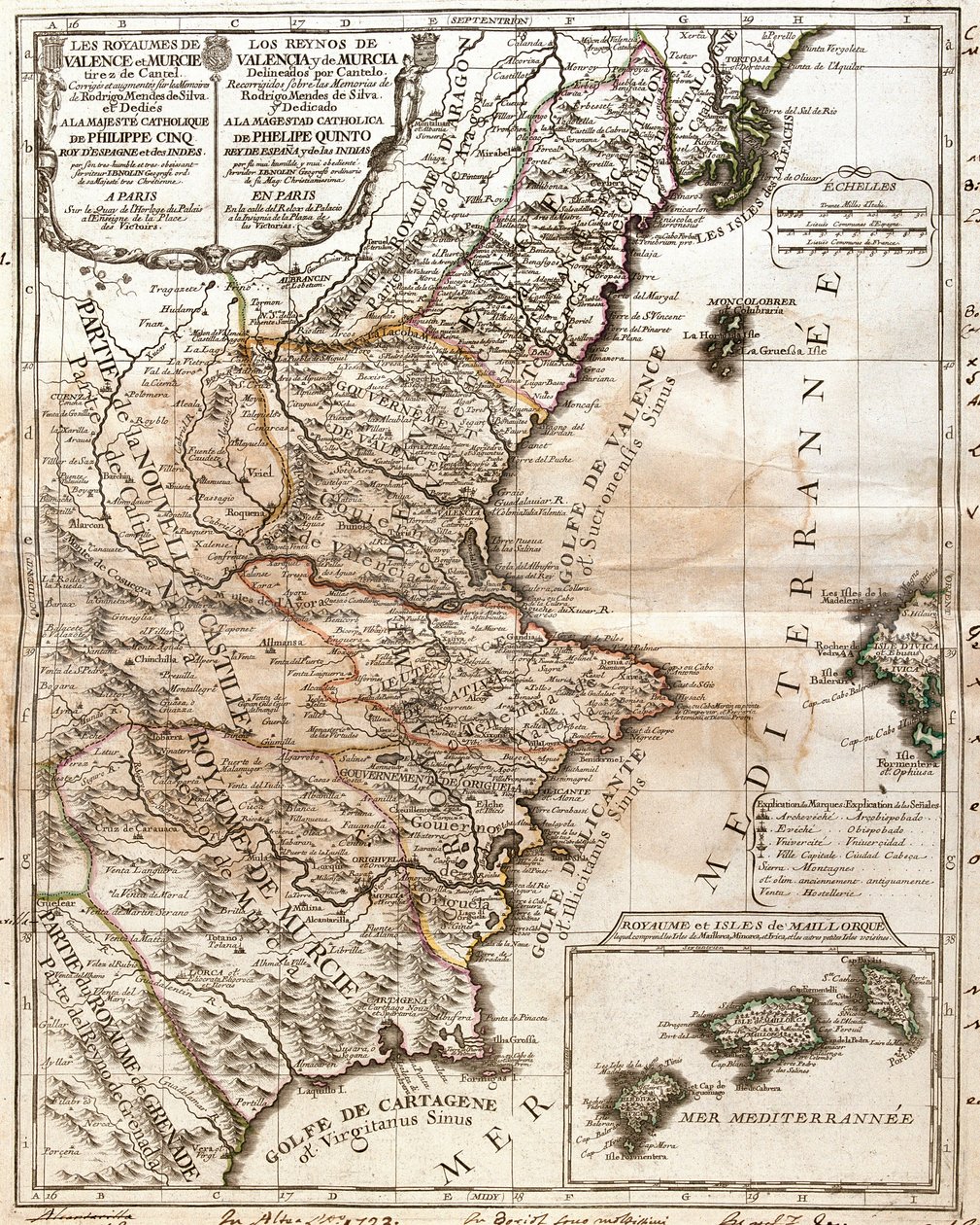 Valencia és Murcia Királyság térképe (Spanyolország) (metszet alkotó: Jean Baptiste Nolin