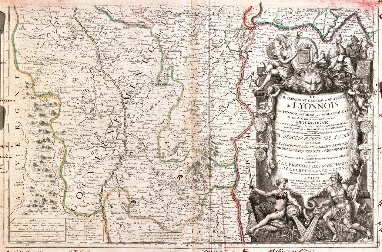 Rhône-Alpes, délkeleti Auvergne, Franciaország alkotó: Jean Baptiste Nolin