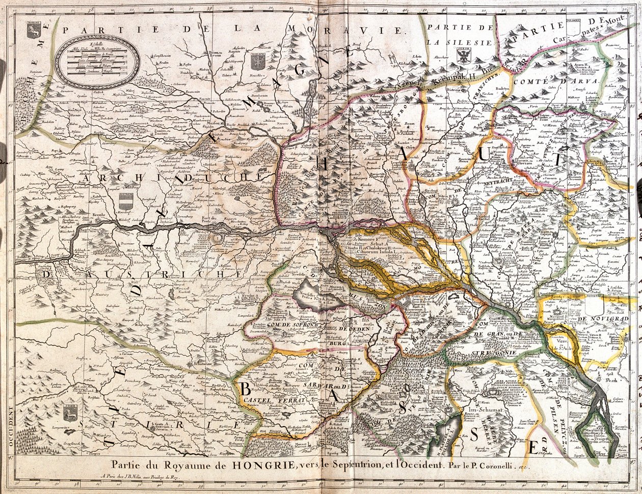 Délkelet-Csehország, Nyugat-Szlovákia, Nyugat-Magyarország, Kelet-Ausztria alkotó: Jean Baptiste Nolin