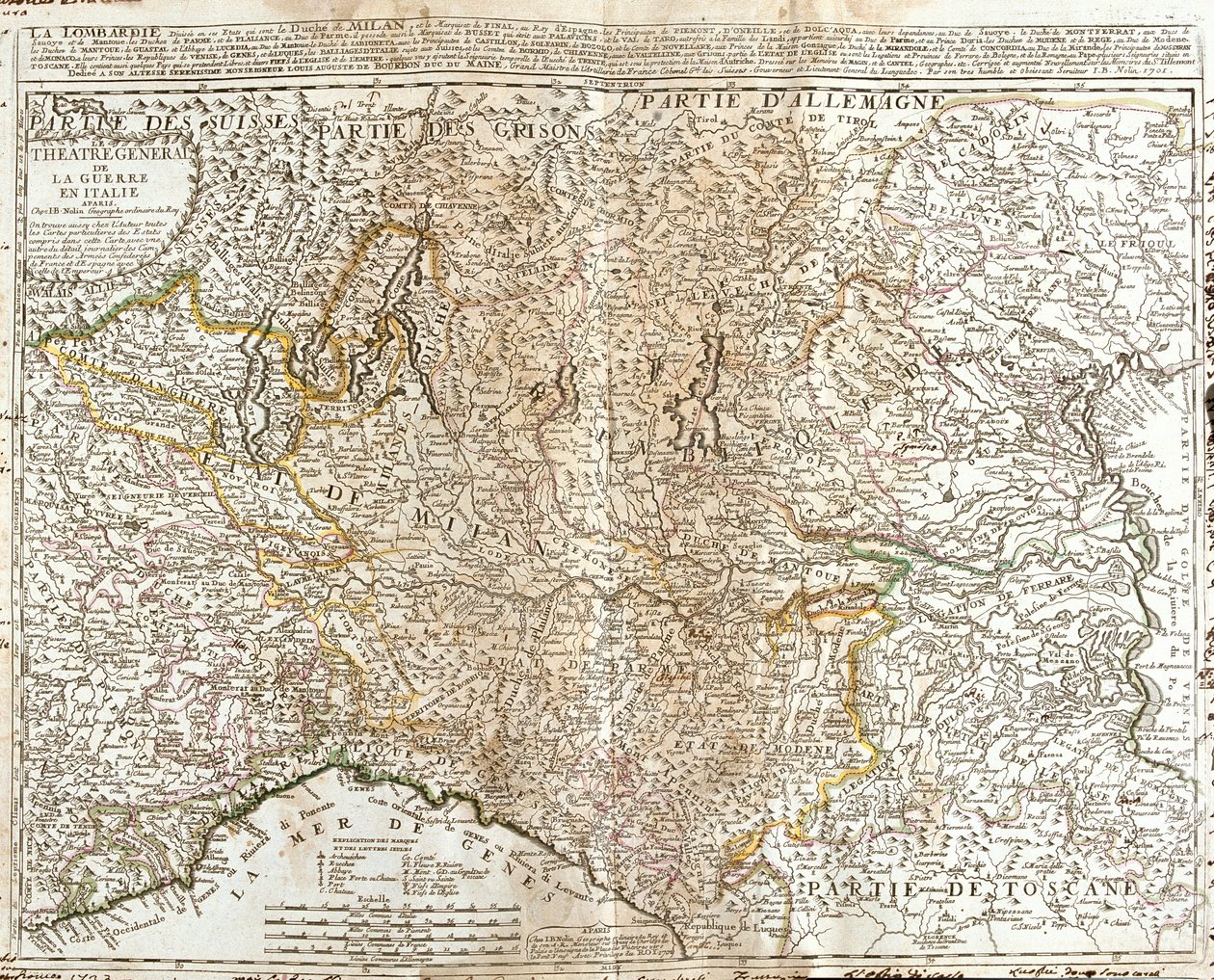 Svájc (kanton: Ticino), Olaszország (régió: Aosta-völgy, Piemont, Lombardia, Trentino-Alto Adige, Veneto, Friuli-Venezia Giulia, Emilia-Romagna, Toszkána, Liguria). alkotó: Jean Baptiste Nolin