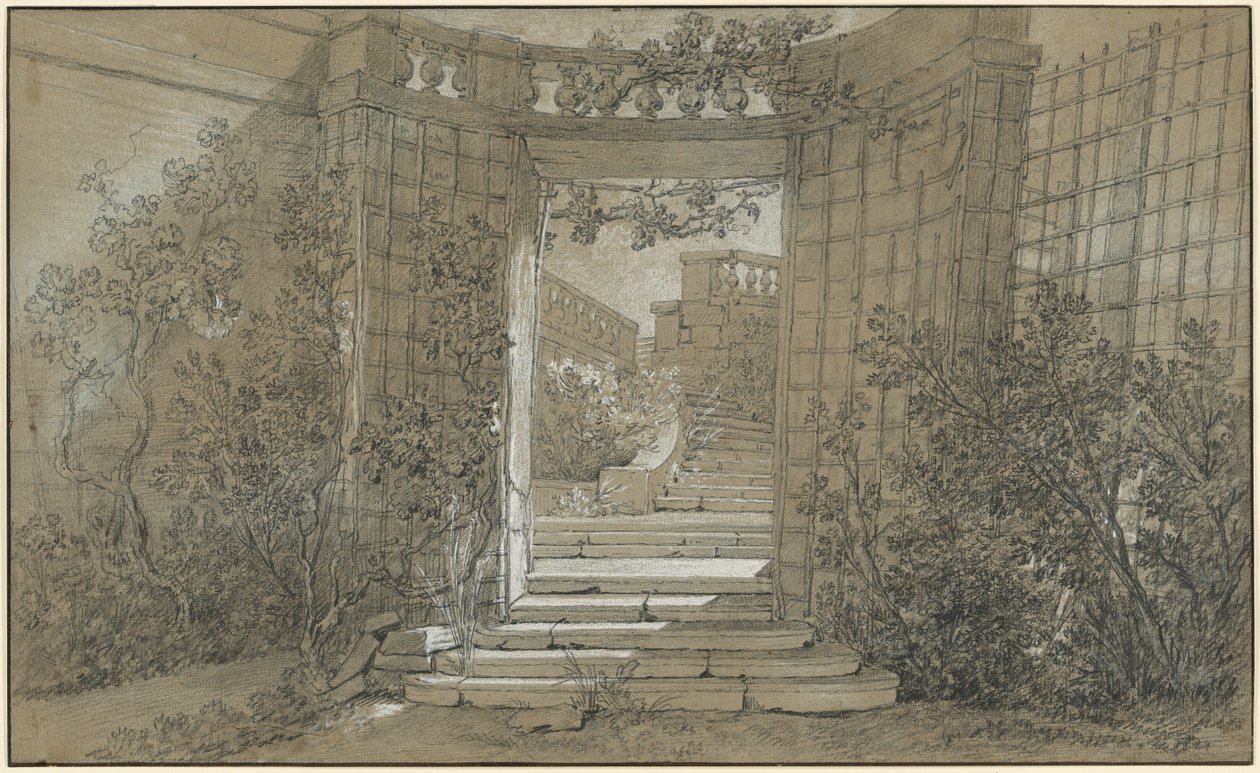 Táj lépcsővel és korláttal alkotó: Jean-Baptiste Oudry