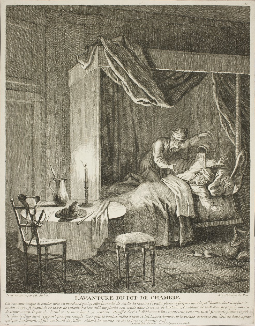A kamrás fazék kalandja, negyedik lemez a Scènes du Roman Comique-ból alkotó: Jean-Baptiste Oudry