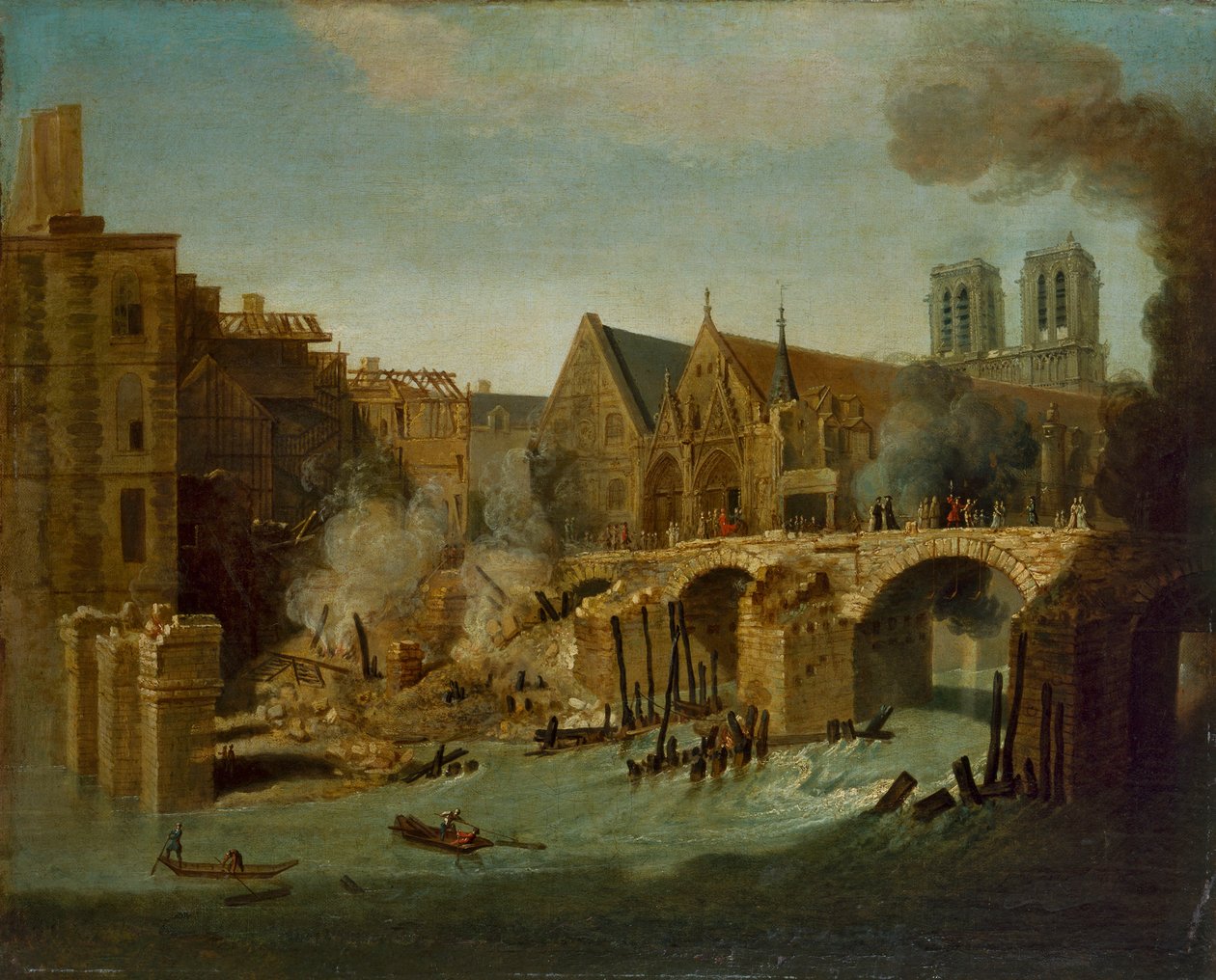 A Petit Pont az 1718-as tűzvész után alkotó: Jean Baptiste Oudry
