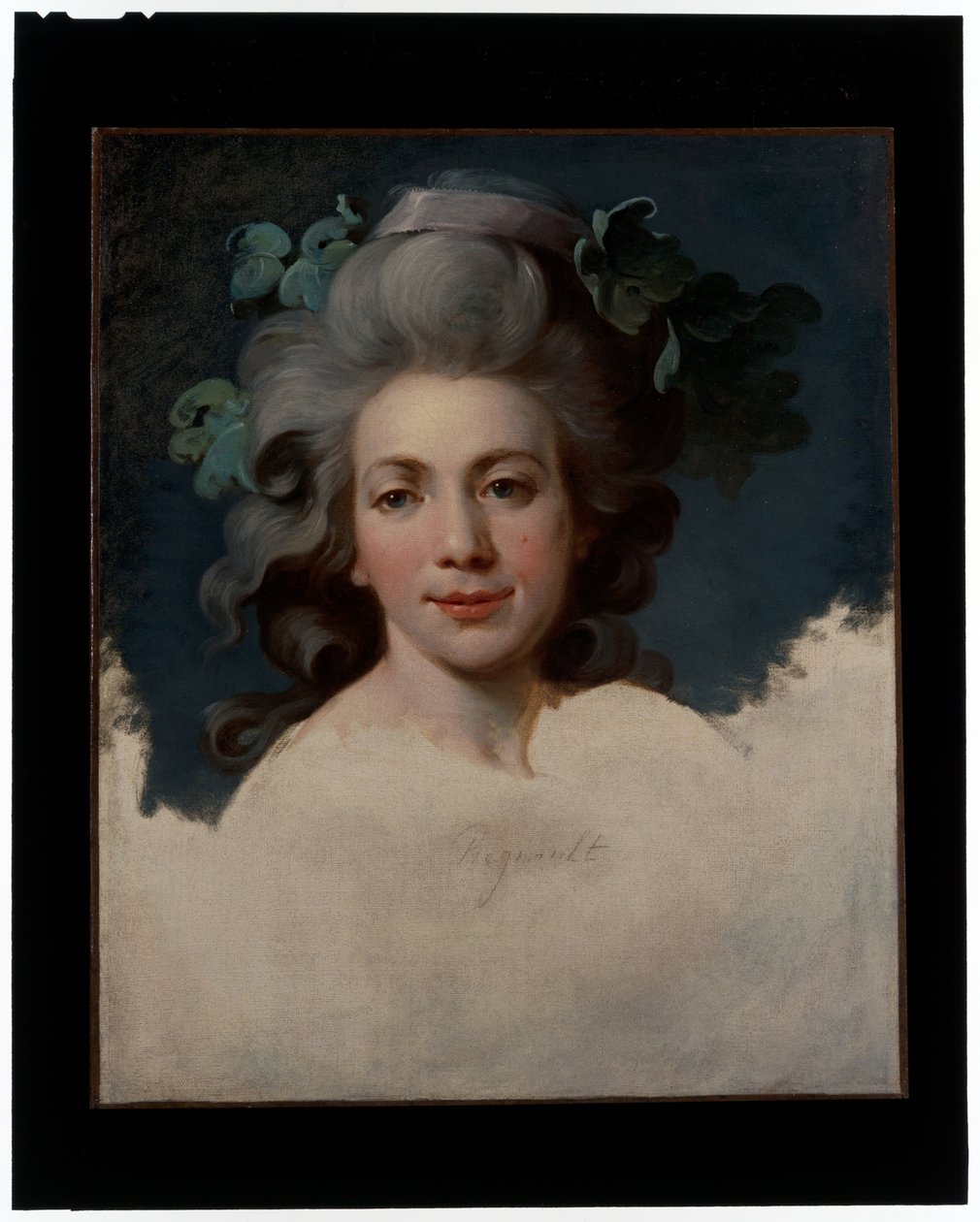 Hölgy portréja (Bacchante álarcú nő feje, befejezetlen portré) alkotó: Jean Baptiste Regnault