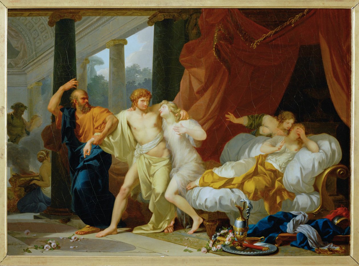 Socrate arrachant Alcibiade du sein de la Volupte - Socrates drags Alkibiades from the arms of voluptous pleasure ... alkotó: Jean Baptiste Regnault