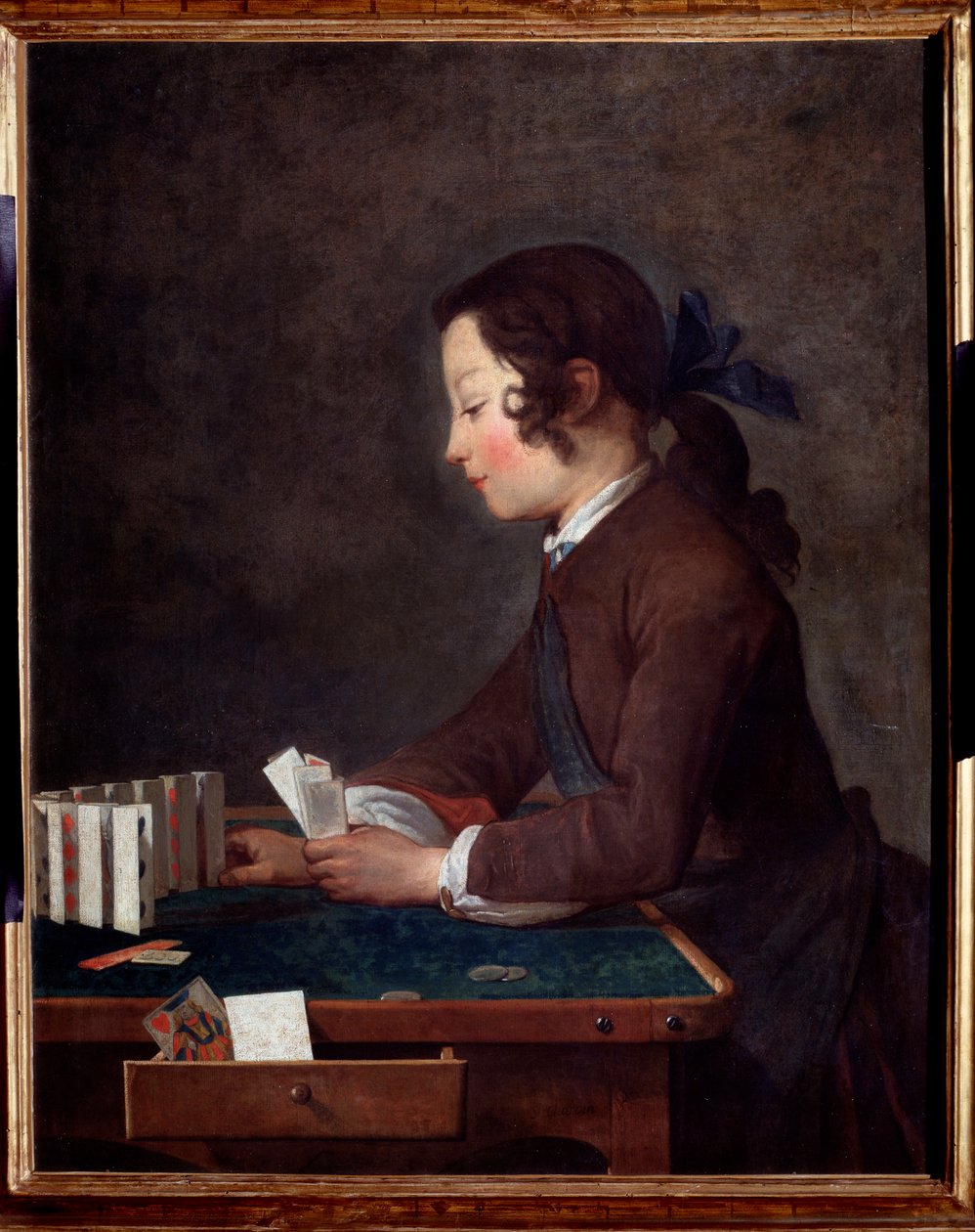 Egy fiatal fiú kártyázik Jean Baptiste festménye alkotó: Jean Baptiste Simeon Chardin