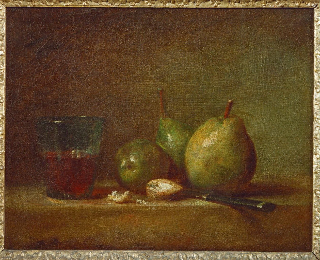 Körte és egy csésze bor ... alkotó: Jean Baptiste Simeon Chardin