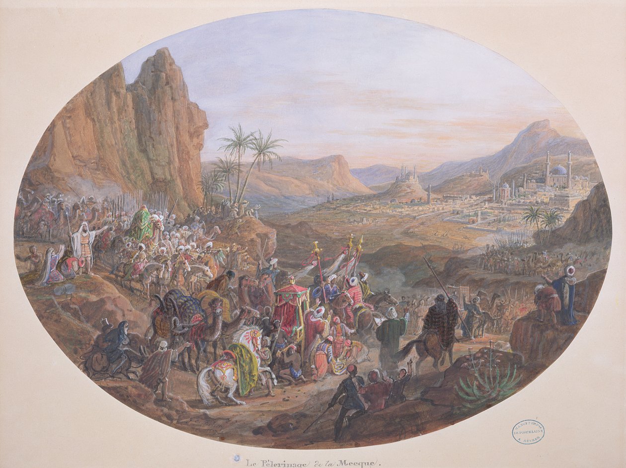 Tervezés egy tányérkészlethez, amely „A mekkai zarándoklatot” ábrázolja, a Manufacture de Sevres számára, 1839-40 körül alkotó: Jean Charles Develly