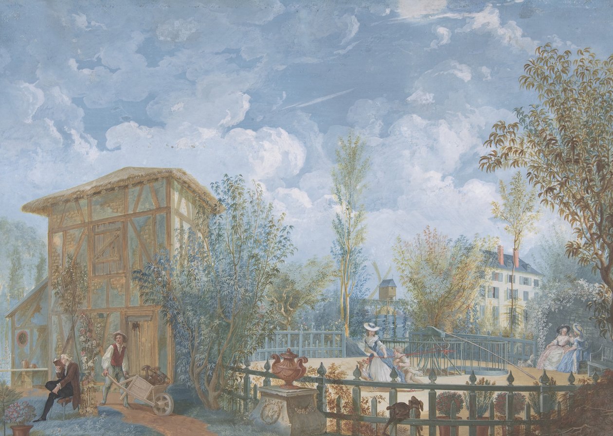 Figurák a kertben, 1784 (guache) alkotó: Jean Démosthène Dugourc