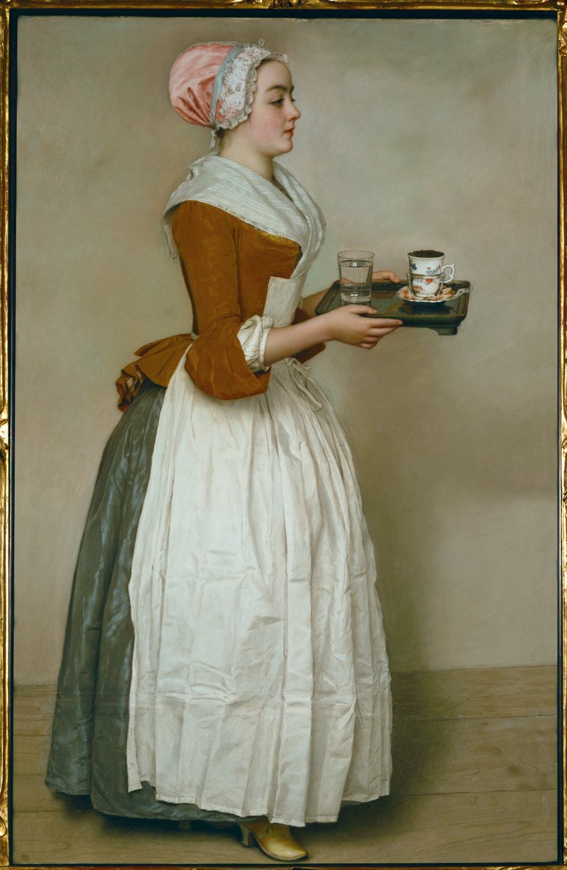 La Chocolatiere. Pasztell (pasztell, papír) alkotó: Jean-Etienne Liotard