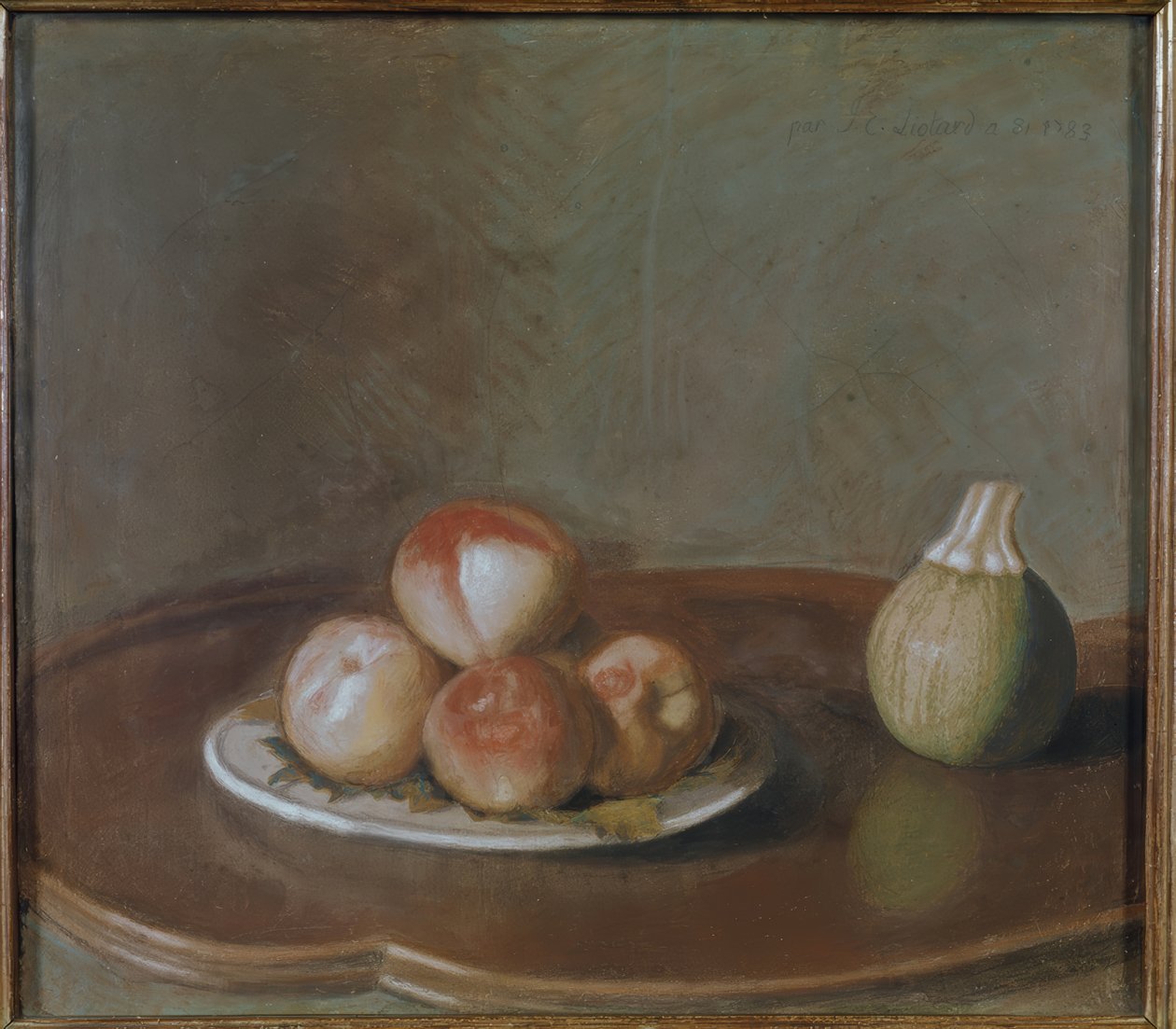Csendélet őszibarackokkal és tökkel alkotó: Jean-Étienne Liotard