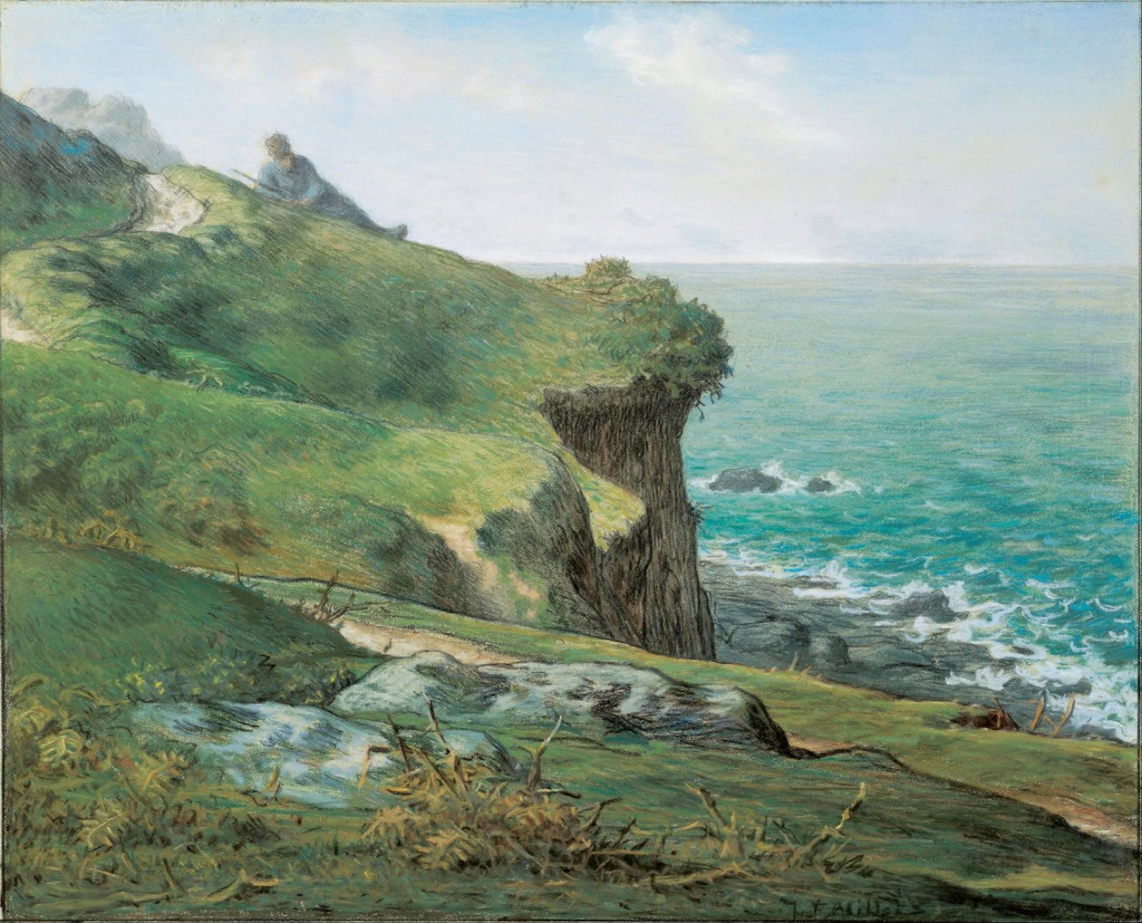 Cliffs at Greville par Millet, Jean Francois (1814-1875) alkotó: Jean Francois Millet