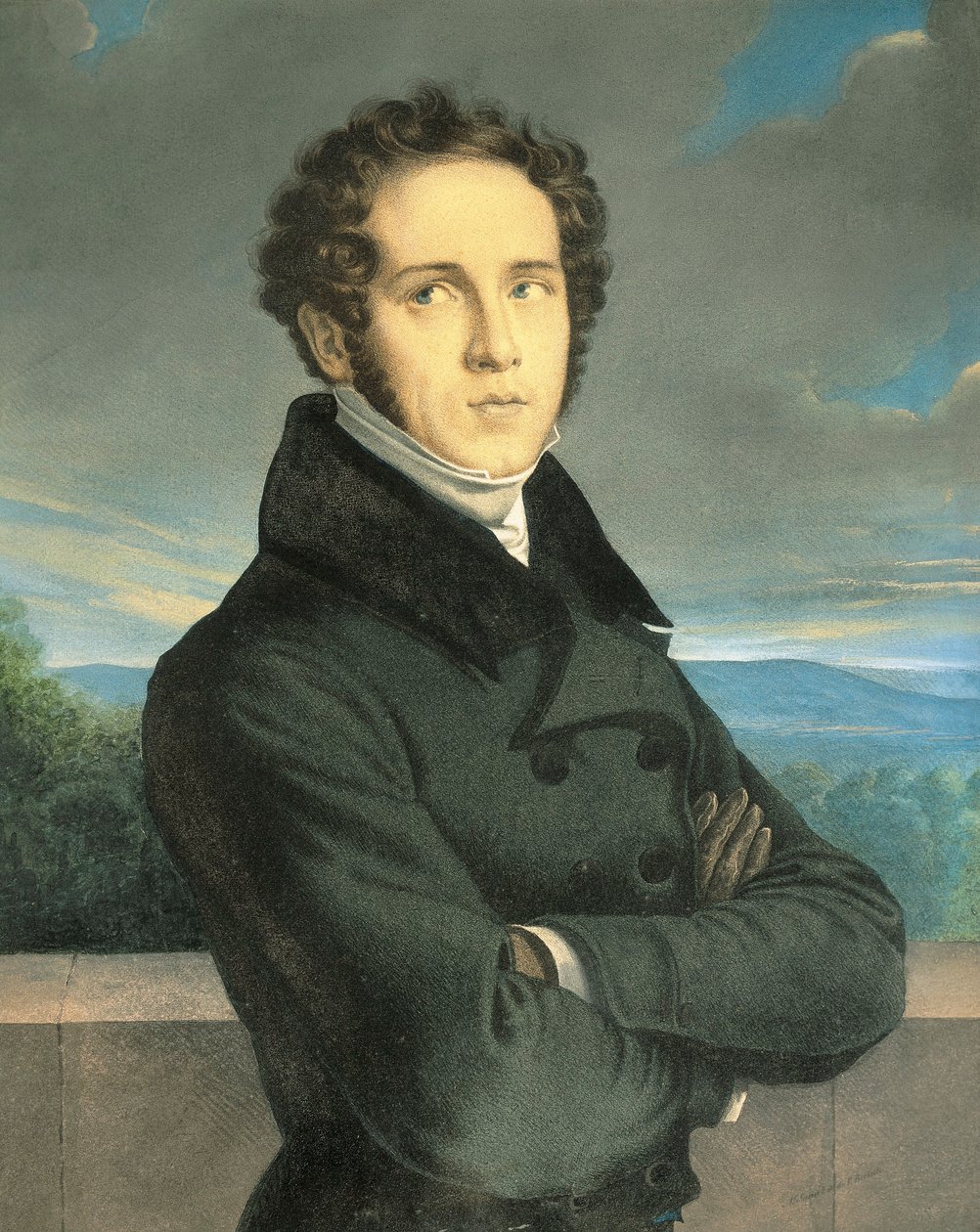Olaszország, Milánó, Vincenzo Bellini (1801-1835) olasz operaszerző portréja alkotó: Jean Francois Millet