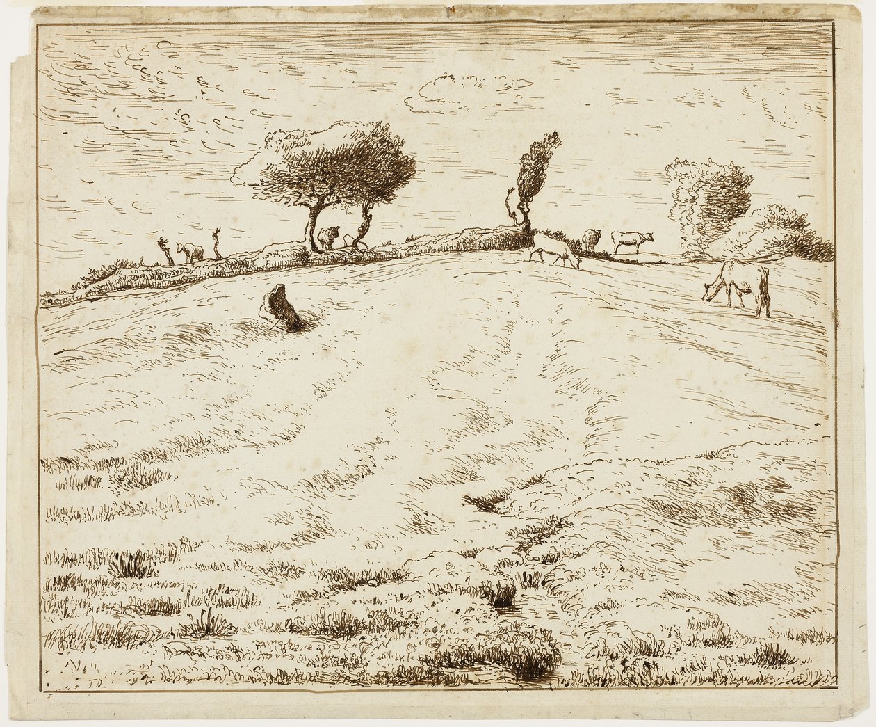 Tájkép - Domboldal Gruchy-ban, Normandiában alkotó: Jean Francois Millet