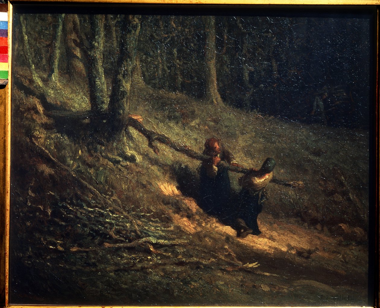 A Charbonnierek. Parasztlányok kefefával. Jean Francois Millet festménye (Jean-Francois alkotó: Jean Francois Millet