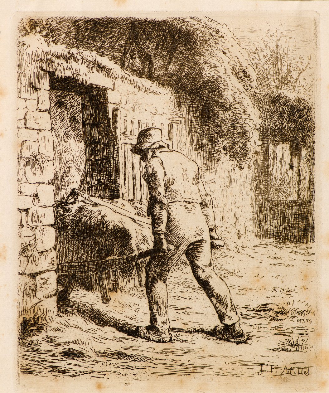 Férfi talicskával alkotó: Jean Francois Millet