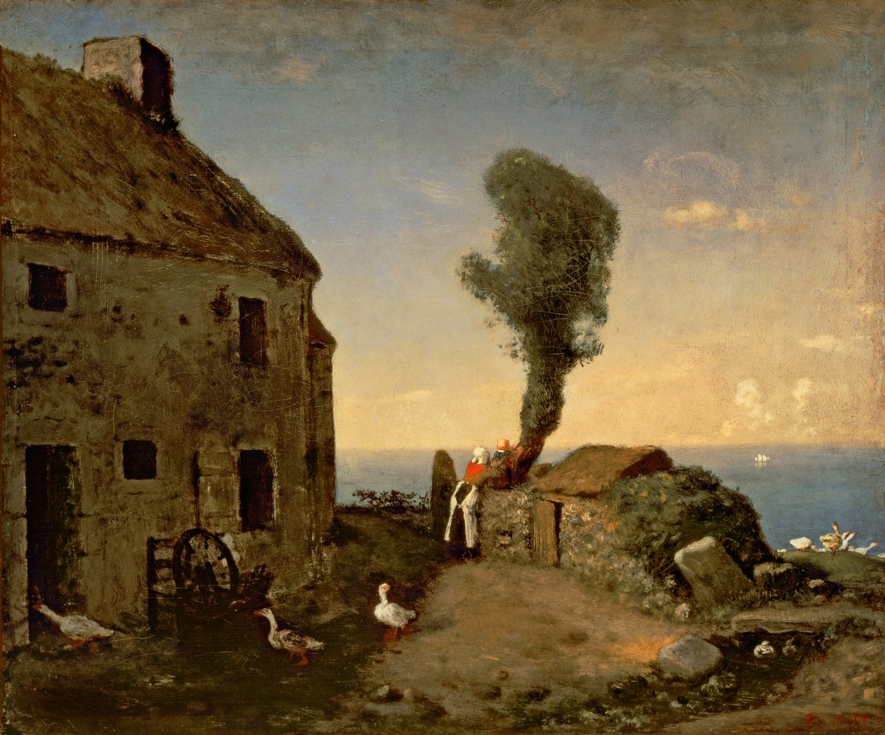 Millet szülőháza Gruchy-ban, Jean-Francois Millet (1814-1875), 46x56 cm. alkotó: Jean Francois Millet