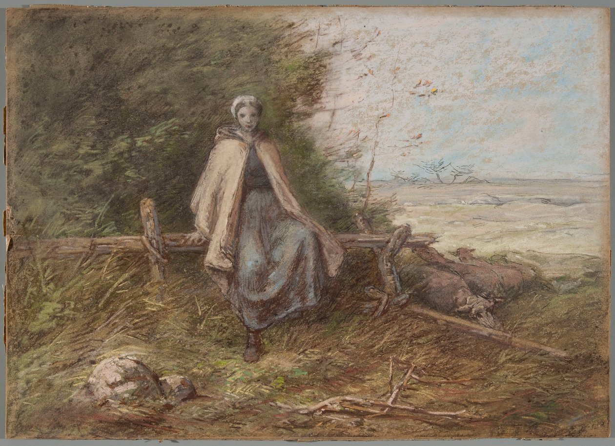 Hirtenmädchen alkotó: Jean-Francois Millet