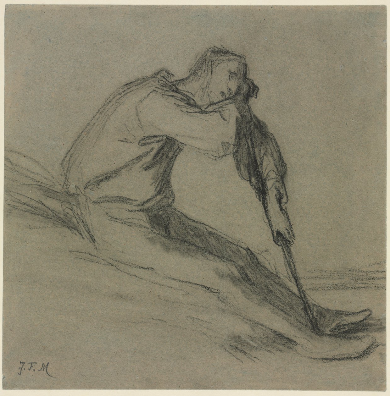 Ülő paraszt, aki kapán pihen alkotó: Jean-Francois Millet