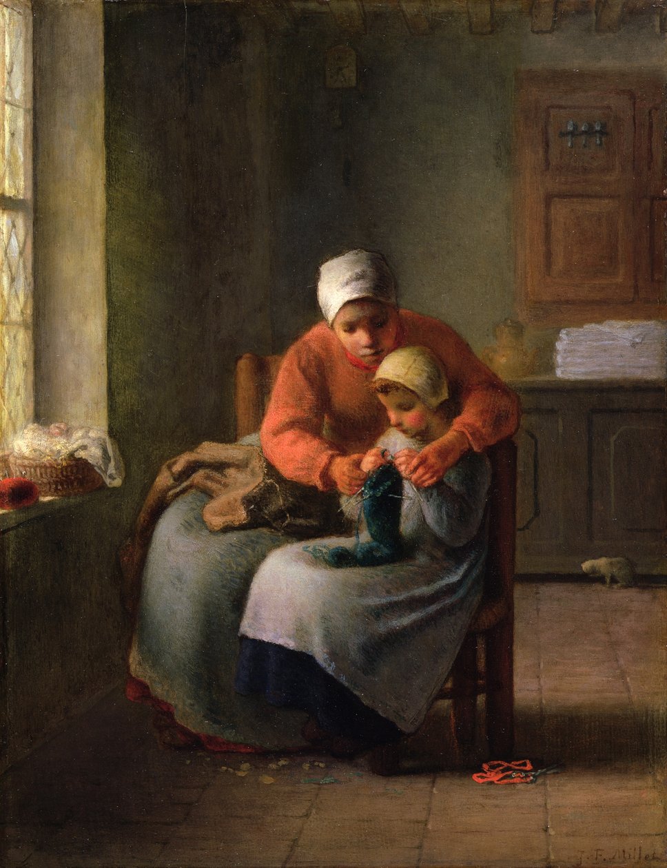 A kötésleckéje alkotó: Jean-Francois Millet