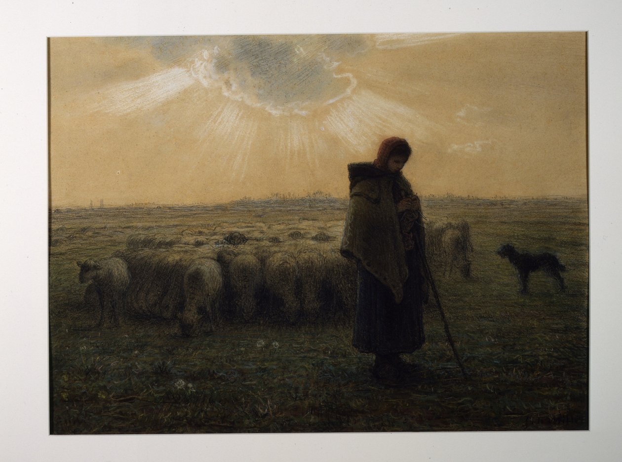 A pásztorlány és nyája alkotó: Jean-Francois Millet