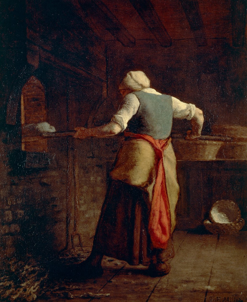 Kenyeret sütögető nő (Femme cuisant the pain), Jean-Francois Millet (1814-1875), 55x46 cm. alkotó: Jean Francois Millet