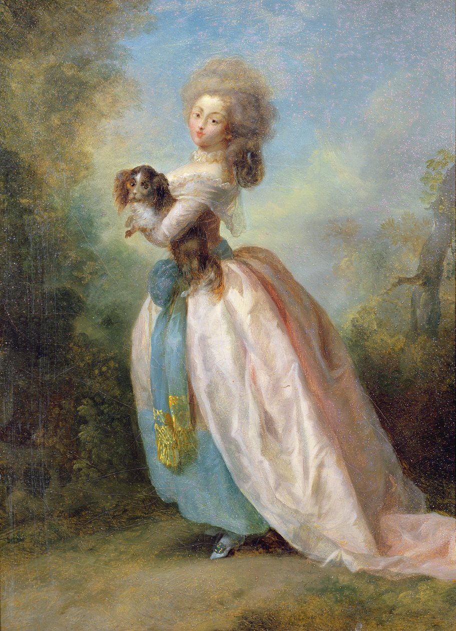 Egy hölgy kutyával alkotó: Jean Frederic Schall